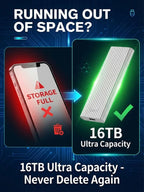 🏆Hurtigsalg⚡ Over 50 000 solgt! Nesten utsolgt - 🔥16 TB bærbar mini-SSD med stor kapasitet av type C