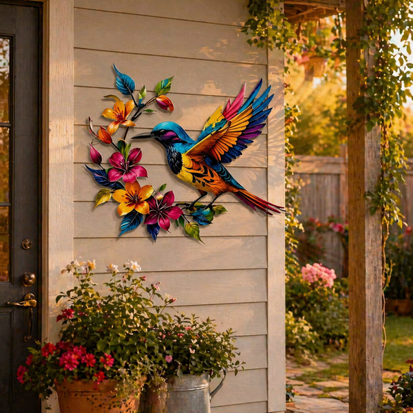 🦜✨Metallveggkunst med kolibriblomst