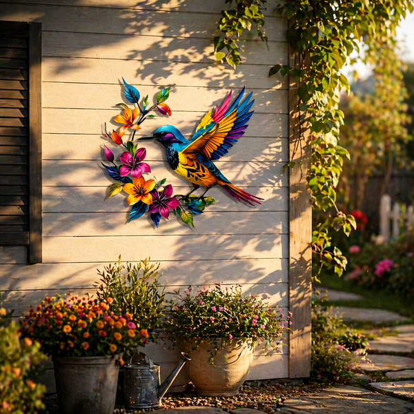 🦜✨Metallveggkunst med kolibriblomst