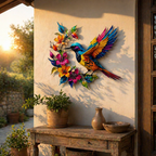🦜✨Metallveggkunst med kolibriblomst