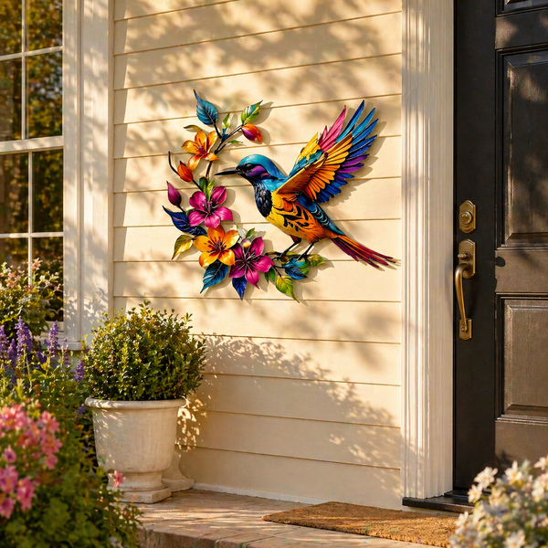 🦜✨Metallveggkunst med kolibriblomst