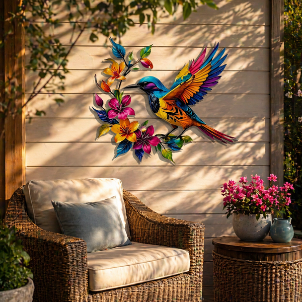 🦜✨Metallveggkunst med kolibriblomst