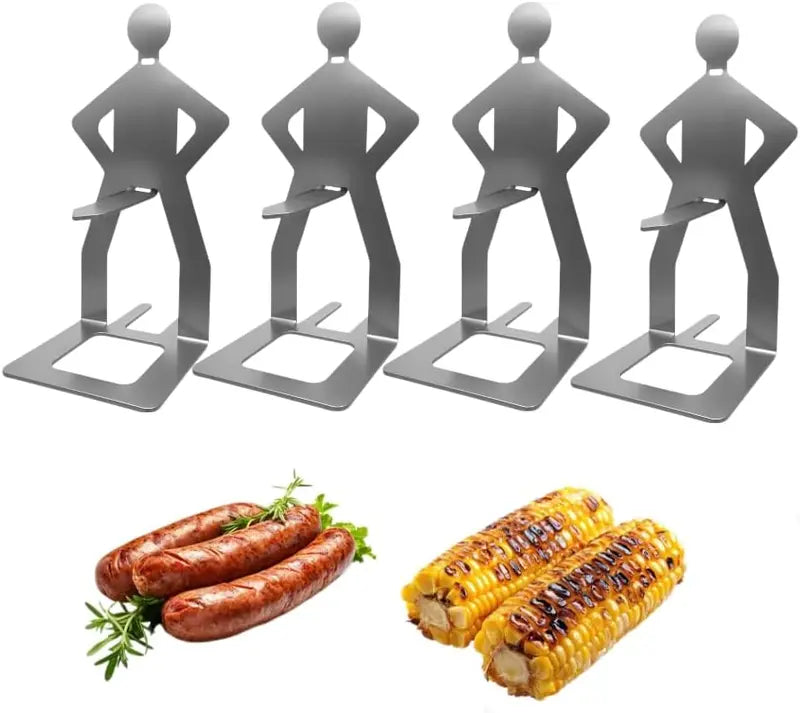 Roliga Korvhållare "Stående Man" – 4 st Grilltillbehör för Korv och BBQ