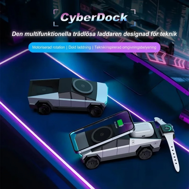 ⚡ CyberDock 3-i-1 trådløs lader – Rask, smidig og kraftig