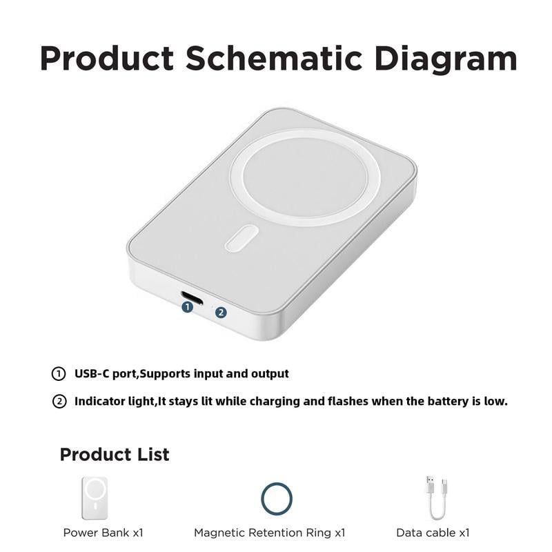 🔋 Magnetisk trådløs powerbank for iPhone – 5000 mAh