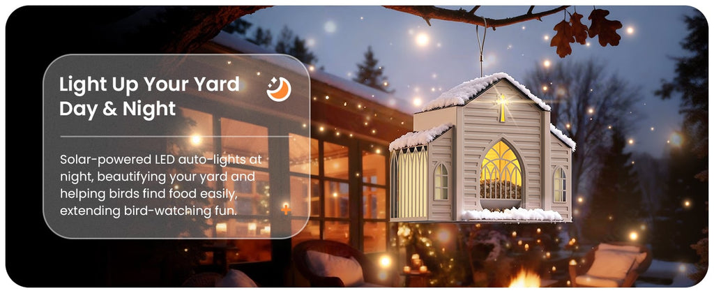 ✝️Siste dag 50 % RABATT-🔥Kirkeformet soldrevet fuglemater i metall🎁Kjøp 2 Gratis frakt