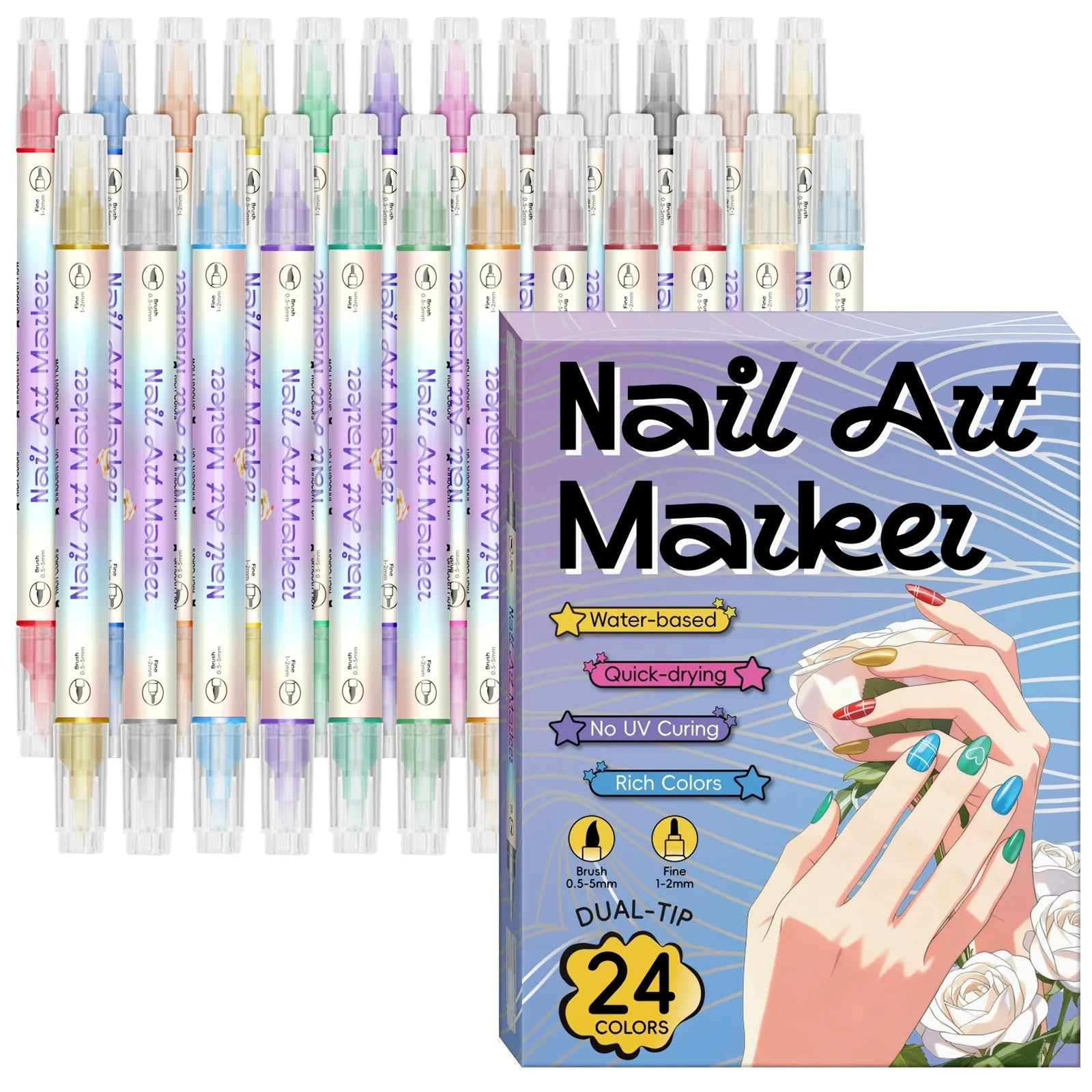 12/24 färger nagelkonstpennor – DIY 3D-markörer för teckning, prickning och manikyr