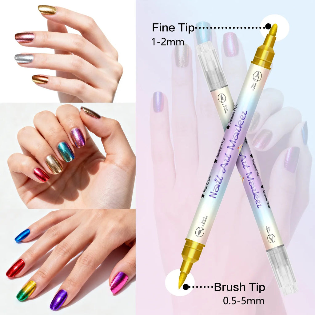 12/24 färger nagelkonstpennor – DIY 3D-markörer för teckning, prickning och manikyr