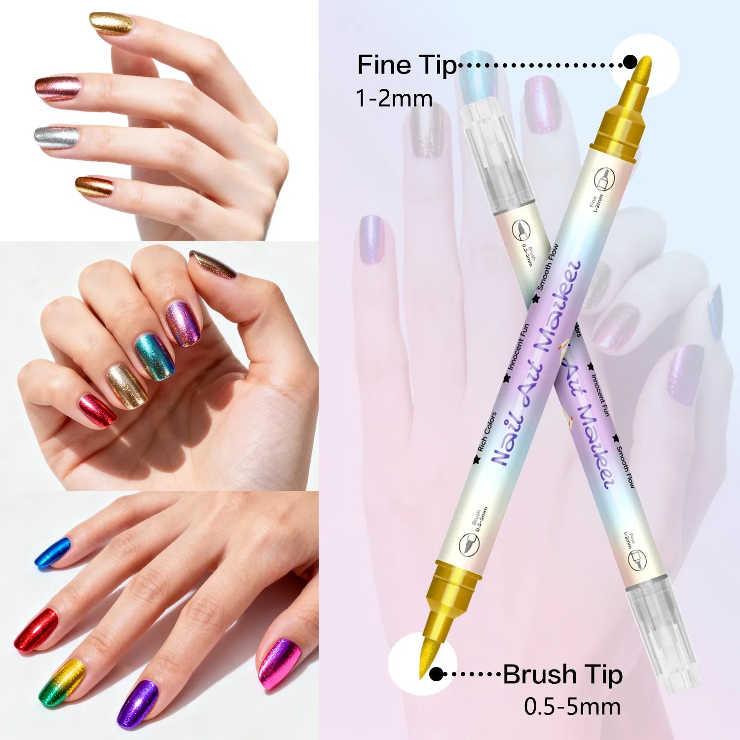 12/24 färger nagelkonstpennor – DIY 3D-markörer för teckning, prickning och manikyr