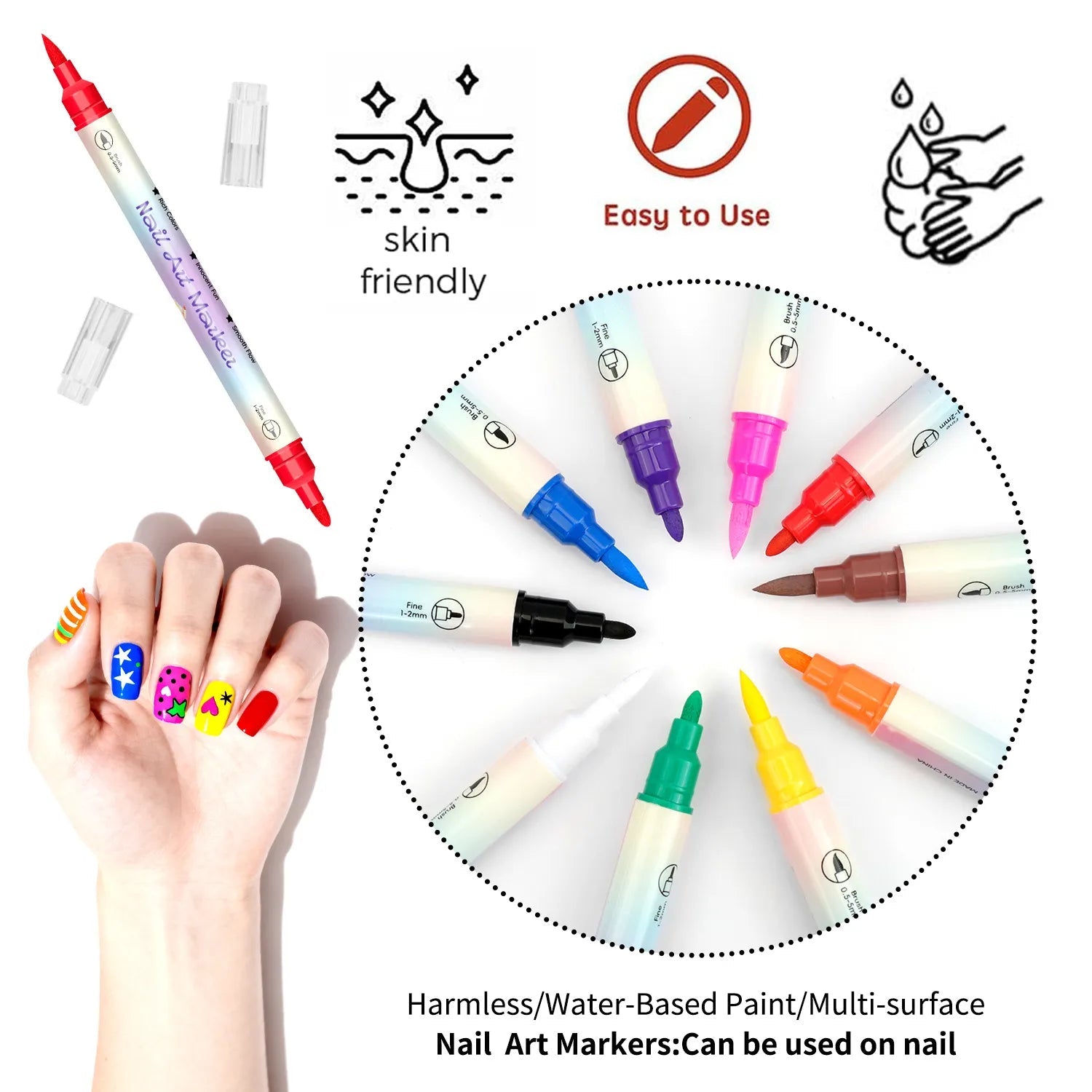 12/24 färger nagelkonstpennor – DIY 3D-markörer för teckning, prickning och manikyr