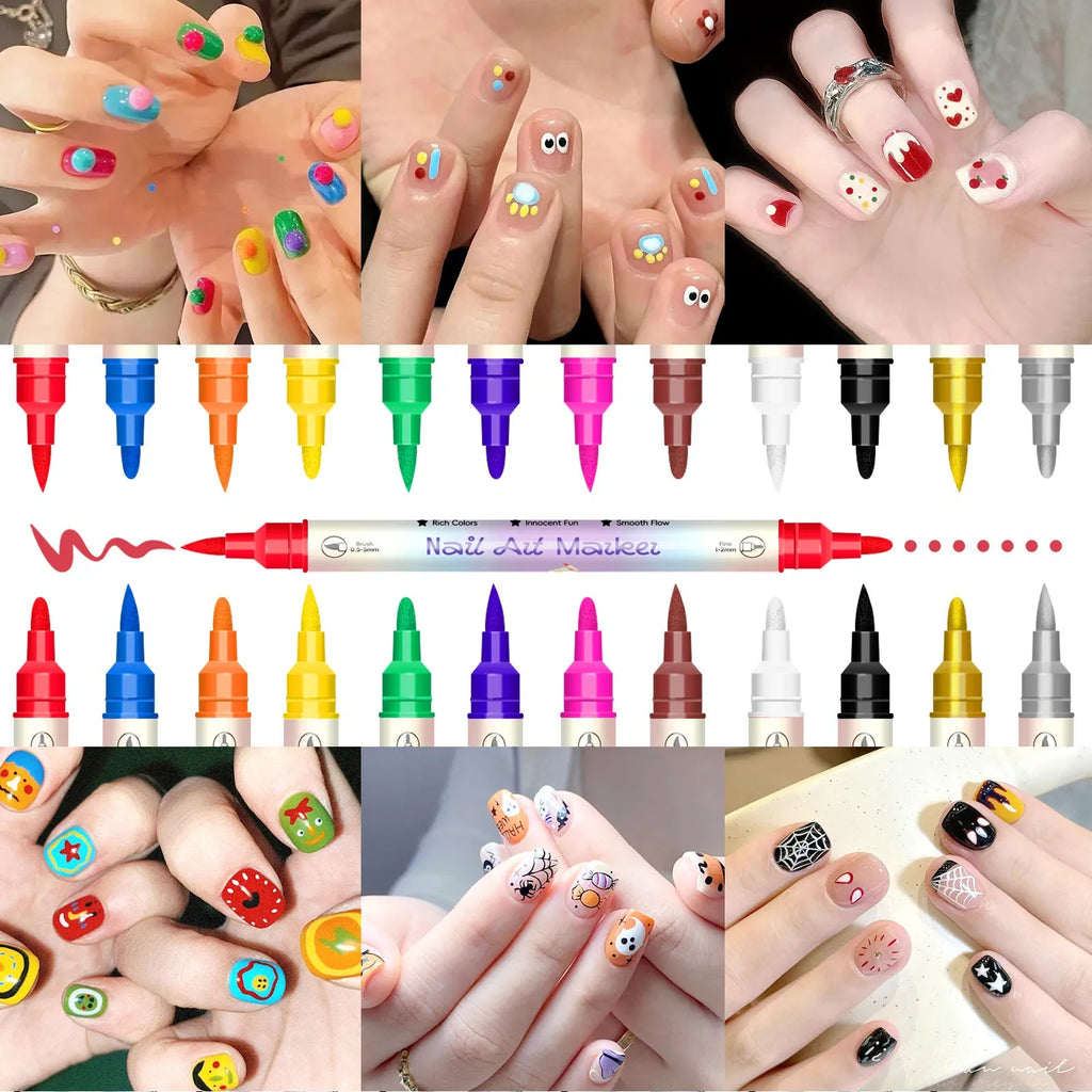 12/24 färger nagelkonstpennor – DIY 3D-markörer för teckning, prickning och manikyr