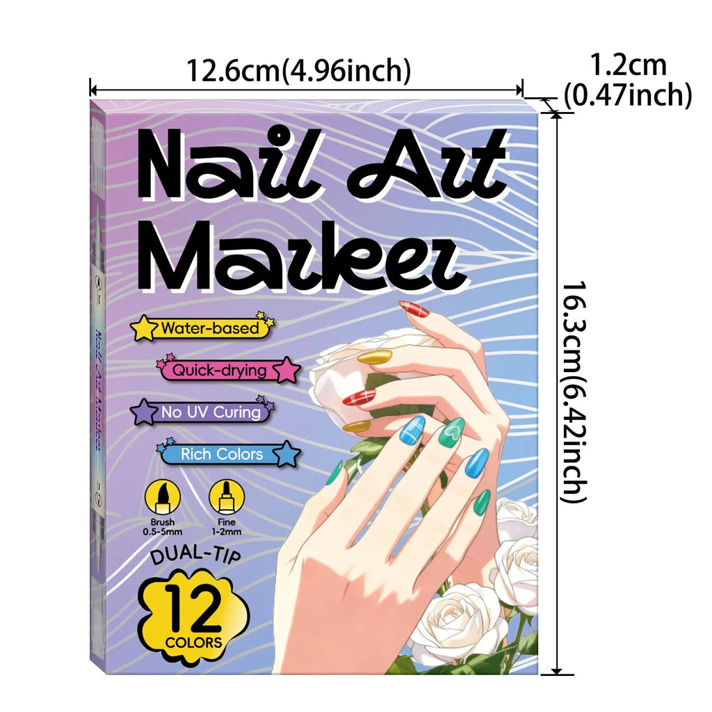 12/24 färger nagelkonstpennor – DIY 3D-markörer för teckning, prickning och manikyr
