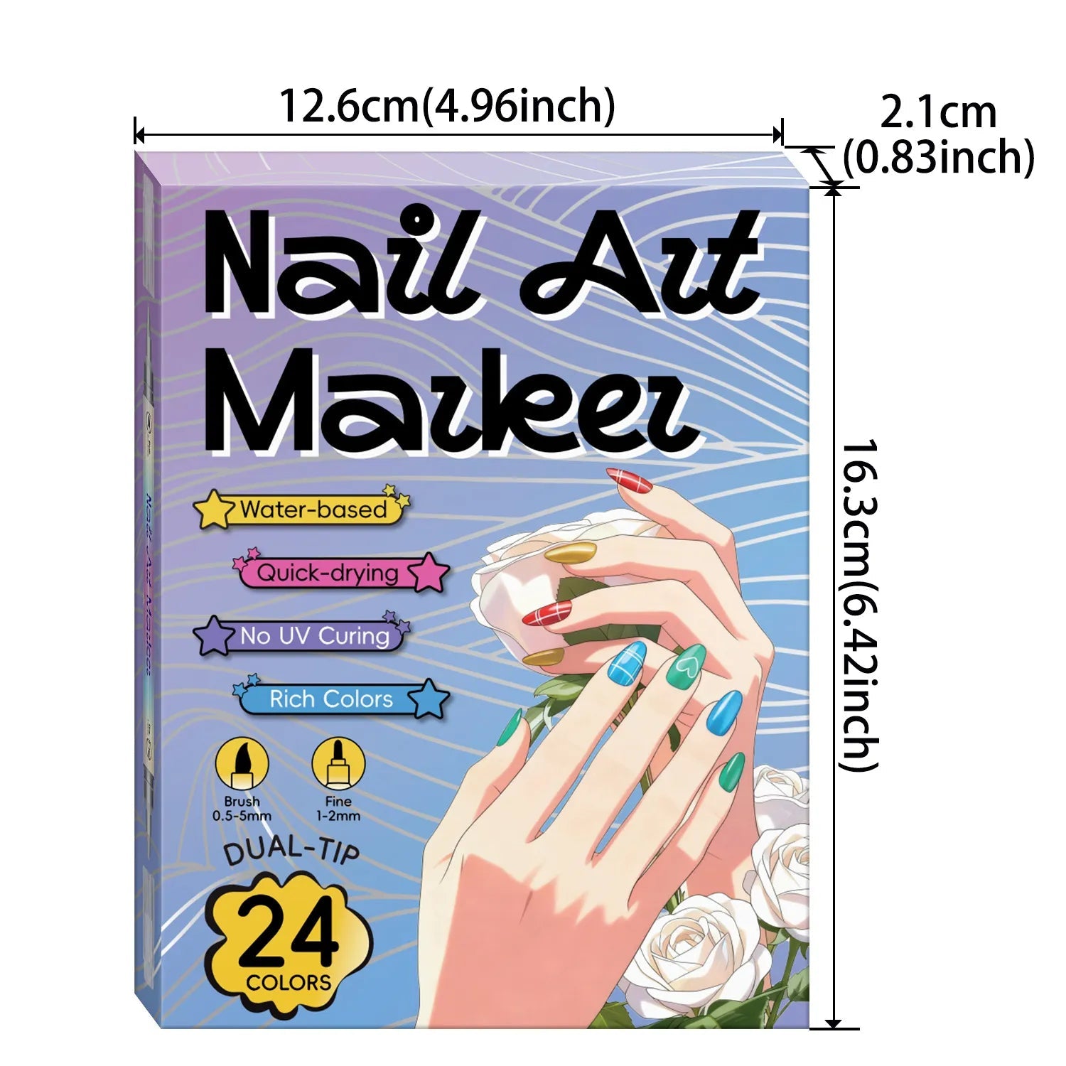 12/24 färger nagelkonstpennor – DIY 3D-markörer för teckning, prickning och manikyr