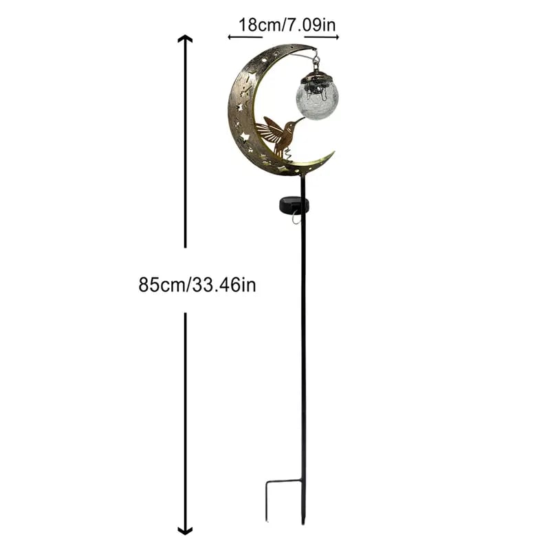 🌙✨Hummingbird Moon solcellslampa för trädgården