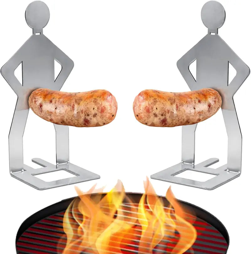 Roliga Korvhållare "Stående Man" – 4 st Grilltillbehör för Korv och BBQ