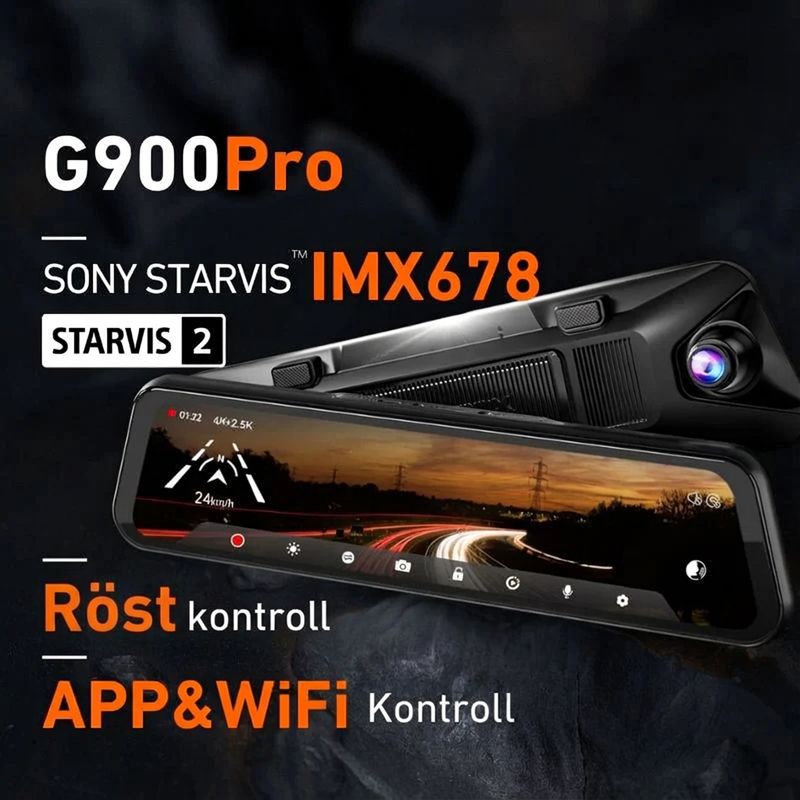 🚗✨ G900Pro 12MP bakspeil med WiFi og berøringsskjerm – Premium sikkerhet med 30 måneders garanti