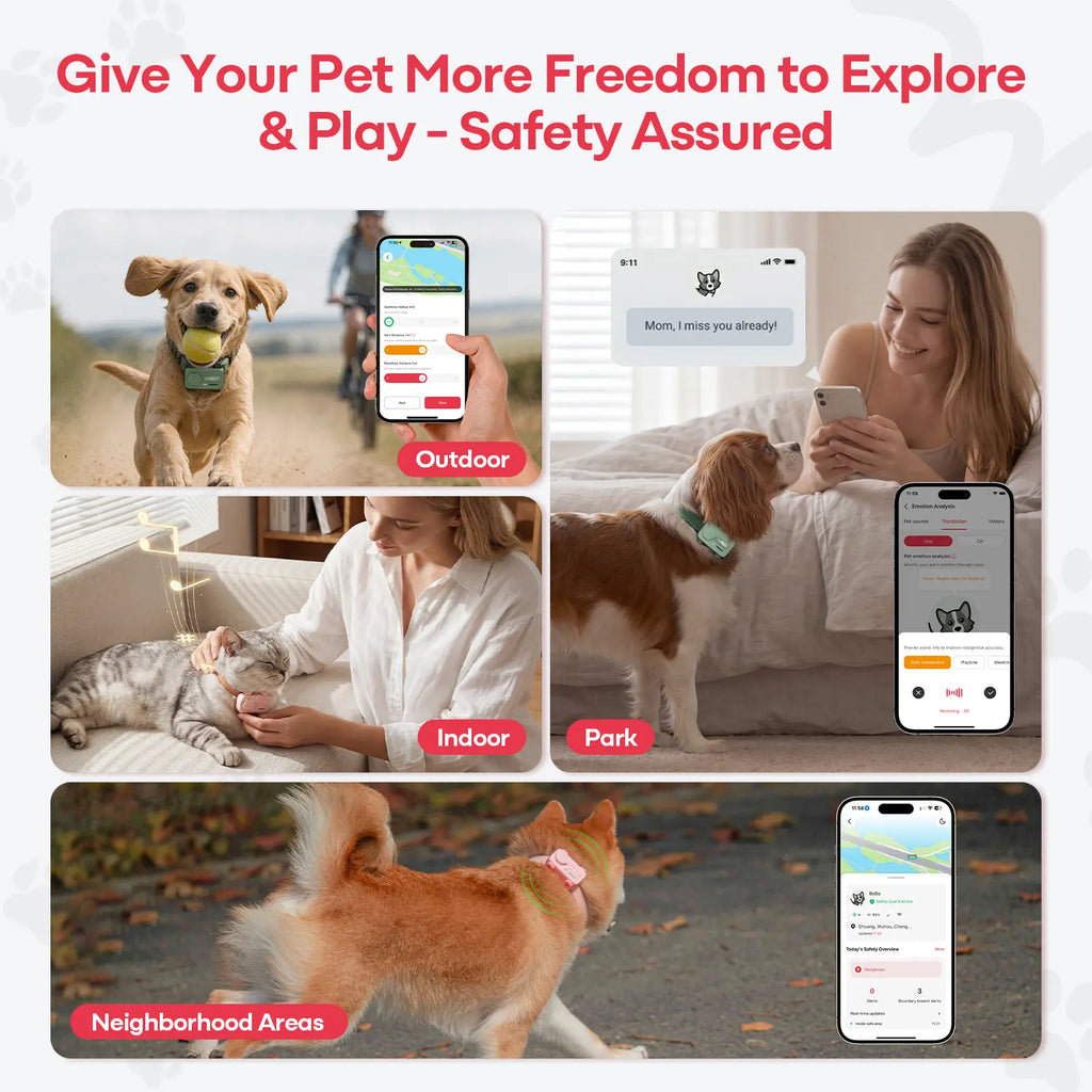 PetPhone for Dogs & Cats – 2-Way PetChat, Global GPS Tracker with Geofencing Alerts, Real-Time Tracking, Wellness Monitoring, Pet Finder, IP67 Waterproof, Up to 5 Days