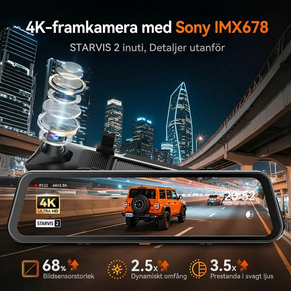🚗✨ G900Pro 12MP bakspeil med WiFi og berøringsskjerm – Premium sikkerhet med 30 måneders garanti