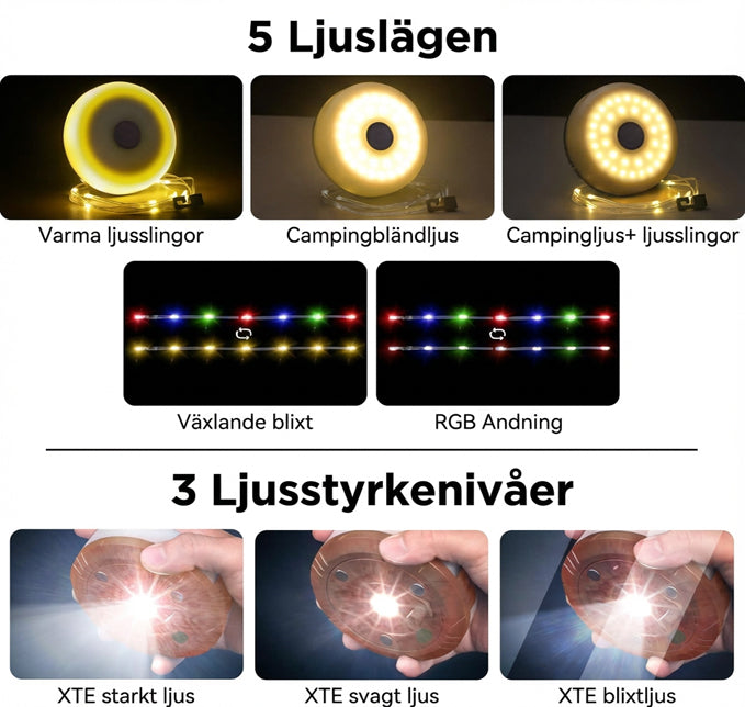 ✨🏕️ Uppgradera din campingupplevelse med våra uppladdningsbara, vattentäta ljusslingor! 🌟
