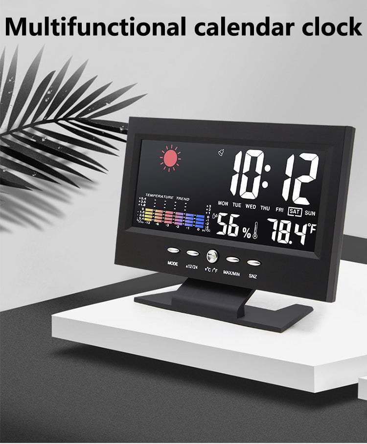 🔥🔥Digital LED temperatur- og fuktighetsmåler værmelding LED skrivebordsvekkerklokke