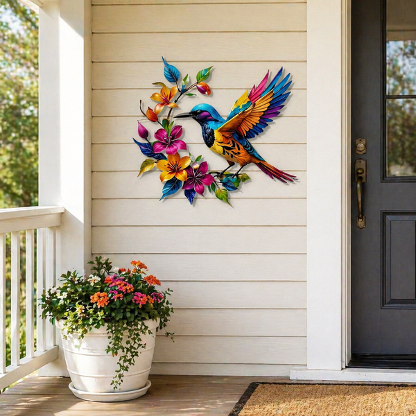 🦜✨Metallveggkunst med kolibriblomst