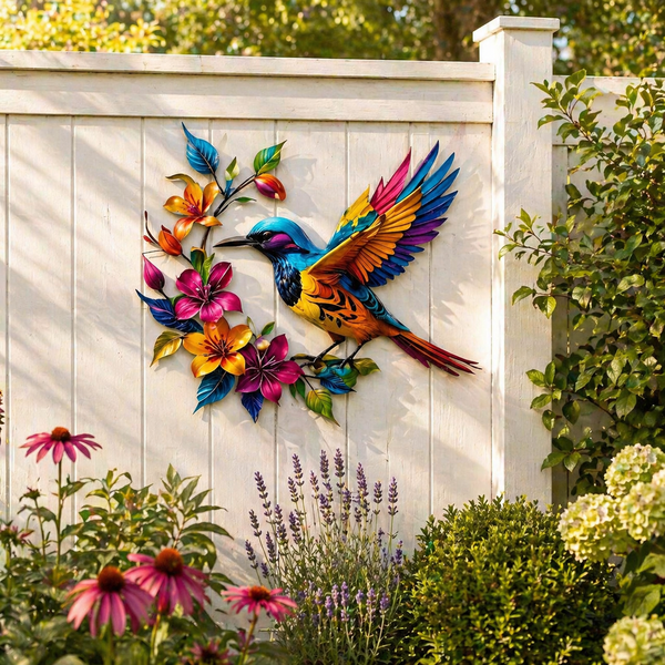 🦜✨Metallveggkunst med kolibriblomst