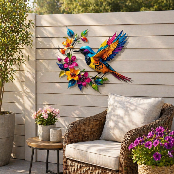 🦜✨Metallveggkunst med kolibriblomst