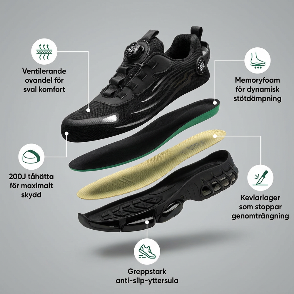 🔥🔥ArmorFlex S3 Air – Ultralette vernesko med ståltåhette og vrispenne 