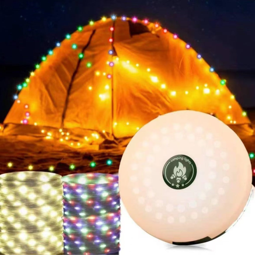 ✨🏕️ Uppgradera din campingupplevelse med våra uppladdningsbara, vattentäta ljusslingor! 🌟