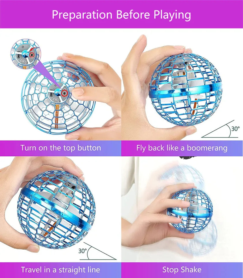 ✨🛸 Flygende magisk ball – LED-drone med boomerang og neonlys!
