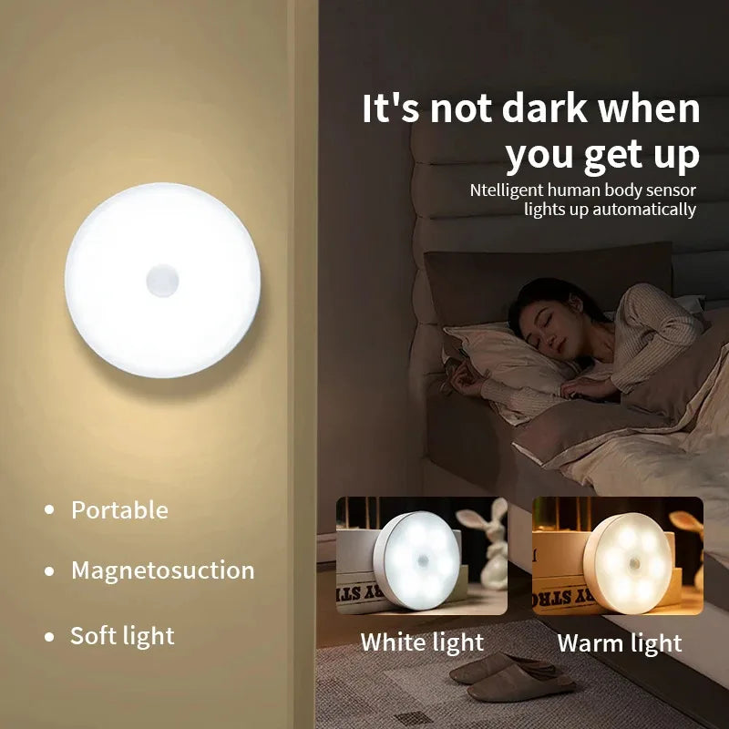 8 LED-rörelsesensor LED-nattlampa smart switch sensorljus USB-laddningsbart batteridrivet badrumssängbordslampa rum korridor tillgång badrum hembelysning
