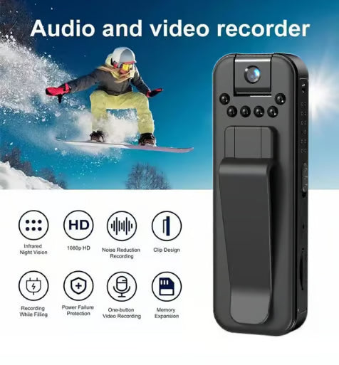🔥 HD 1080P oppladbart mini-kroppskamera med nattsyn og roterbart objektiv 📷 