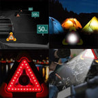 ☀️🔋Multifunksjonell LED Varseltrekant – Soldrevet og Oppladbar Nødlampe til Bil