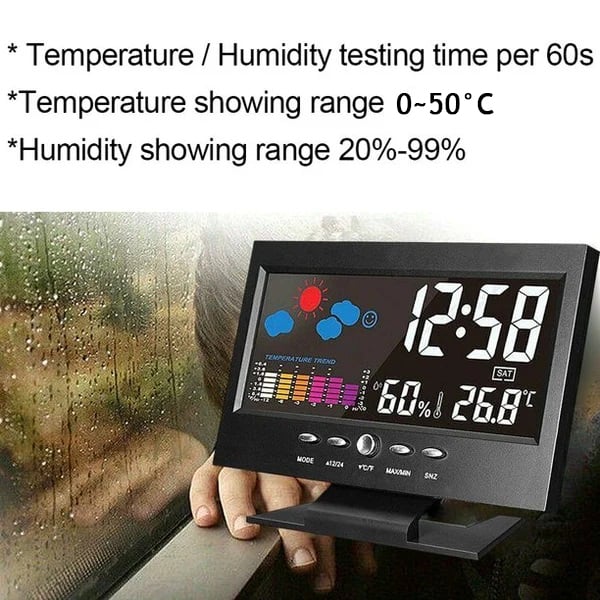 🔥🔥Digital LED temperatur- og fuktighetsmåler værmelding LED skrivebordsvekkerklokke