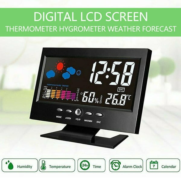 🔥🔥Digital LED temperatur- og fuktighetsmåler værmelding LED skrivebordsvekkerklokke